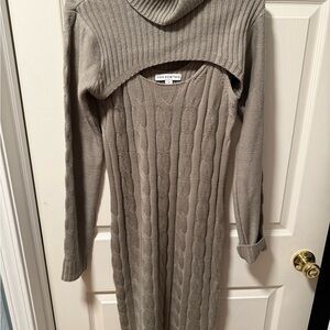 Women's Cable Knit Shrug Sweater Dress